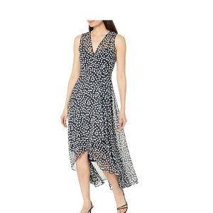 Calvin Klein Polka-Dot Surplice Dress